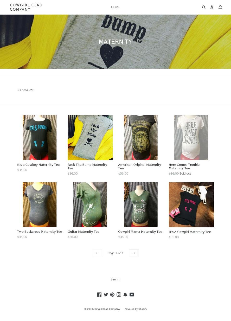 cowgirlmaternity.com — Shopify storefront screenshot