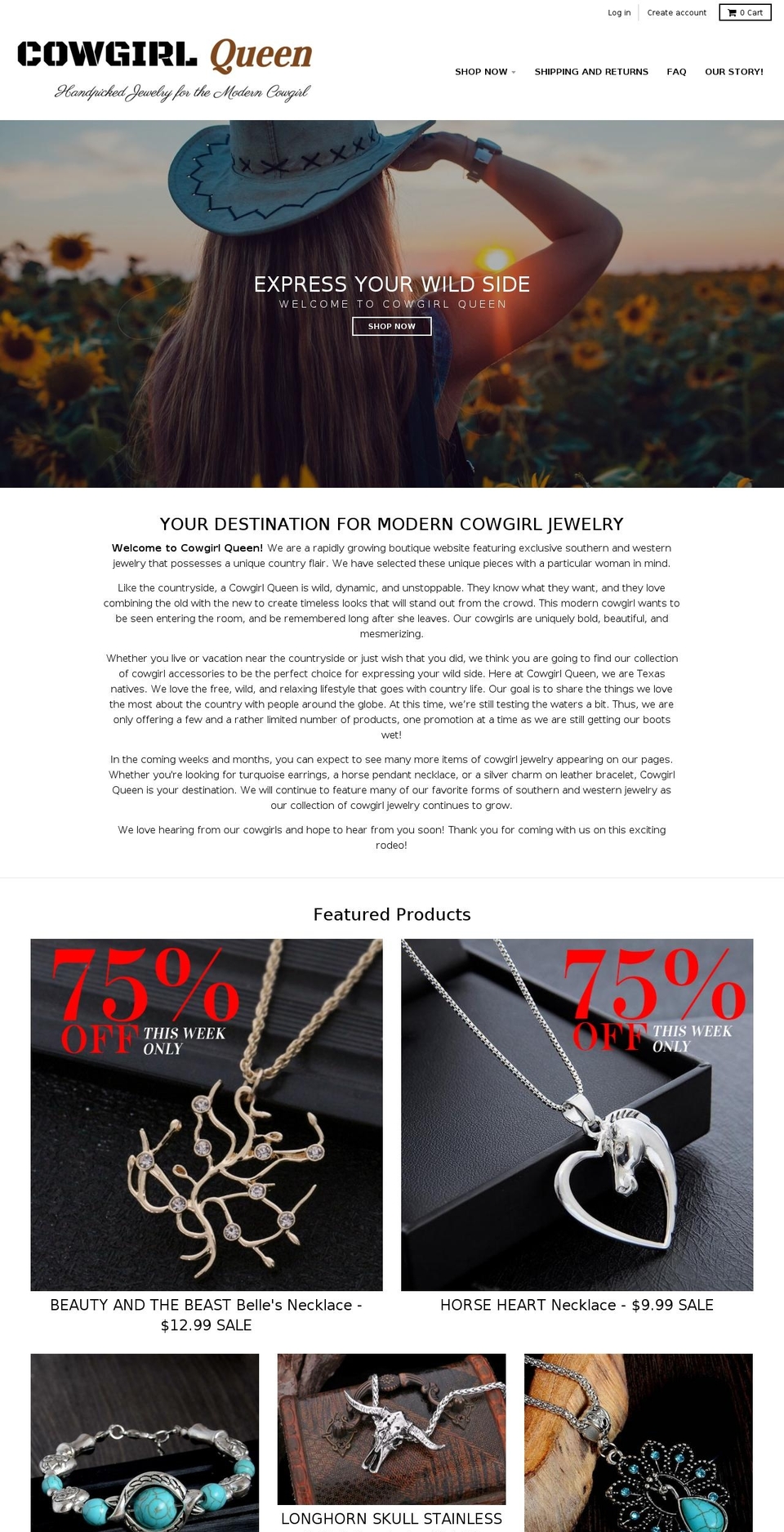 cowgirlqueen.com shopify website screenshot