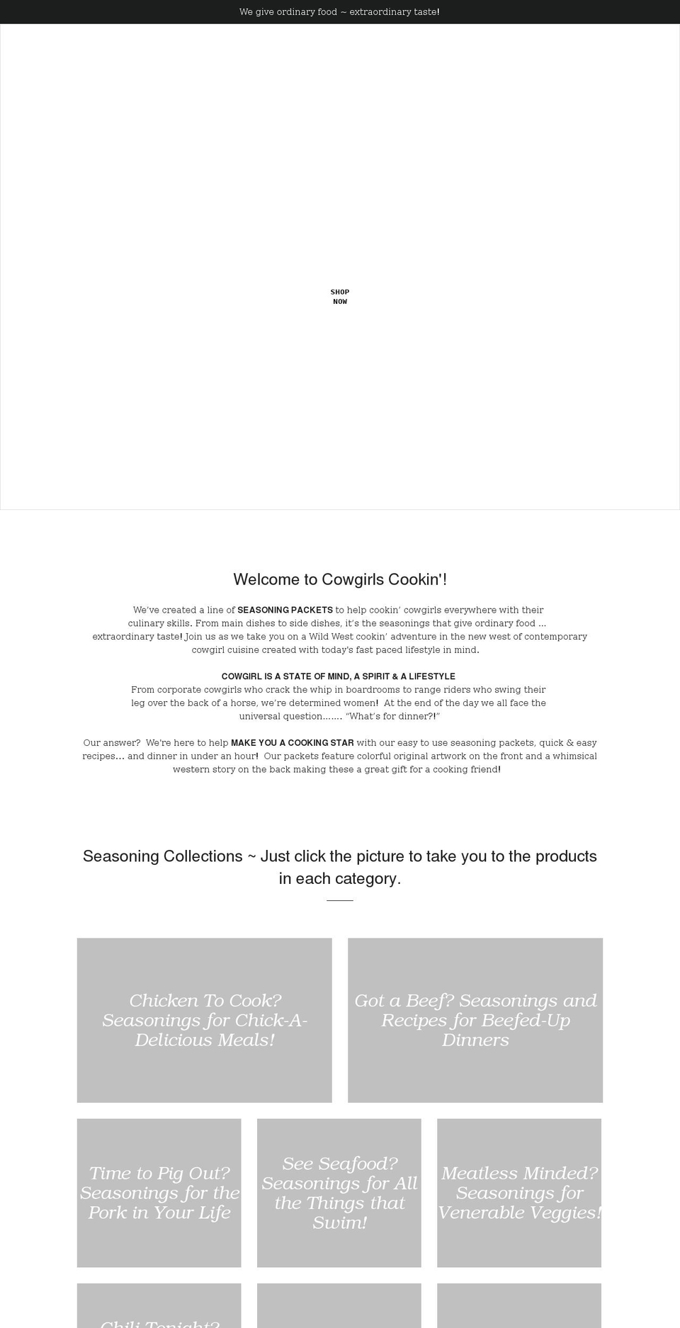 cowgirlscookin.com shopify website screenshot