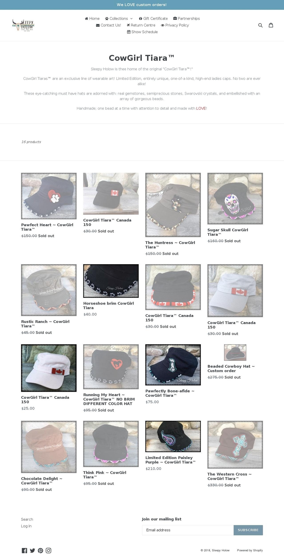 cowgirltiara.com — Shopify storefront screenshot