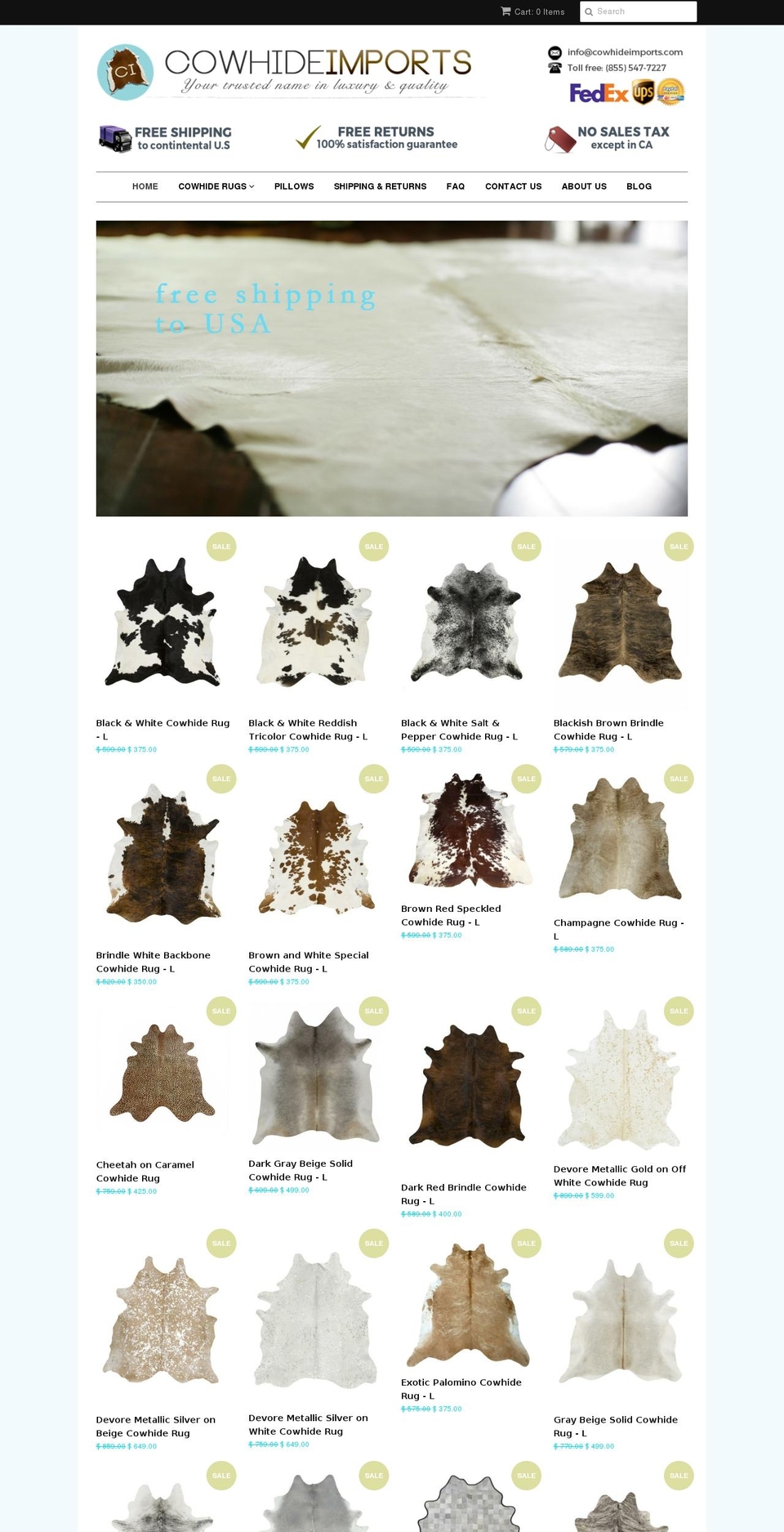 cowhideimports.com shopify website screenshot