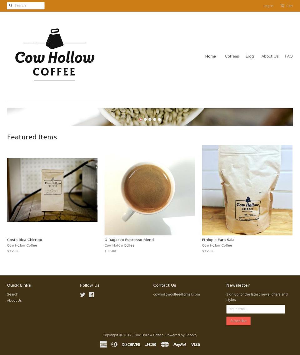 cowhollowcoffee.com shopify website screenshot