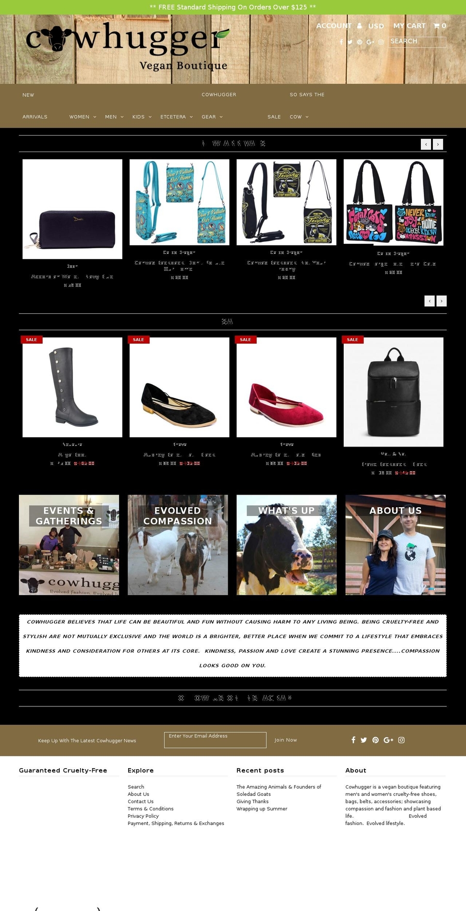 cowhuggers.com — Shopify storefront screenshot