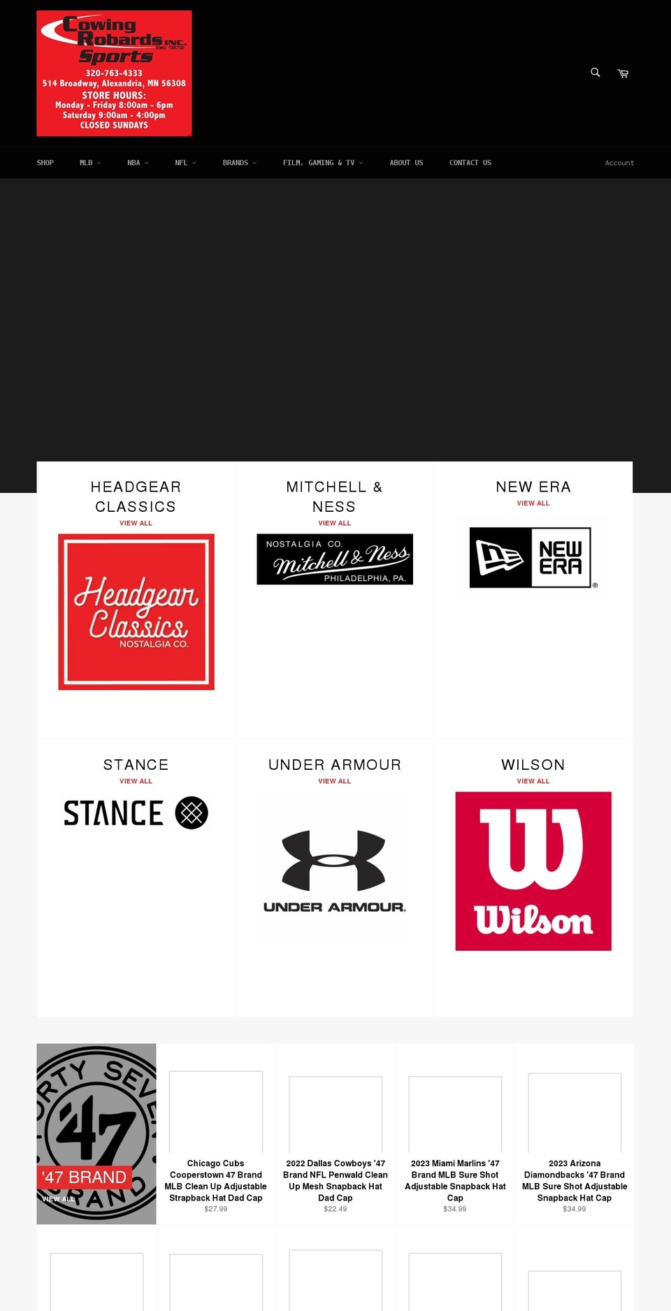 cowingrobardssports.com — Shopify storefront screenshot