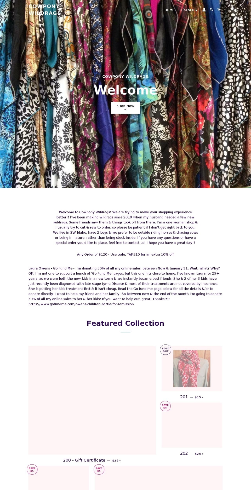 cowponywildrags.com — Shopify storefront screenshot