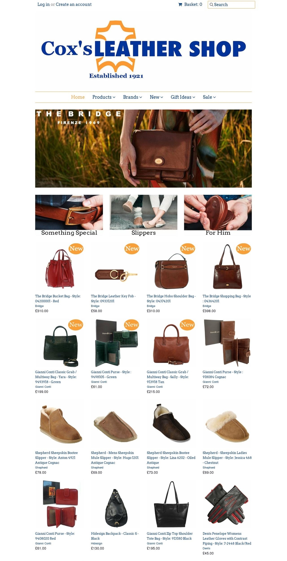 coxs-leather-shop.co.uk shopify website screenshot