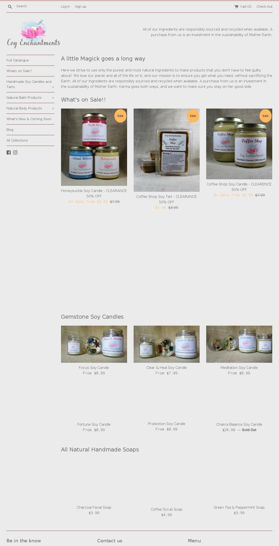 coyenchantments.com — Shopify storefront screenshot