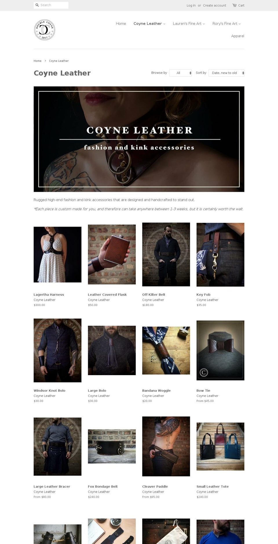 coyneleather.com — Shopify storefront screenshot
