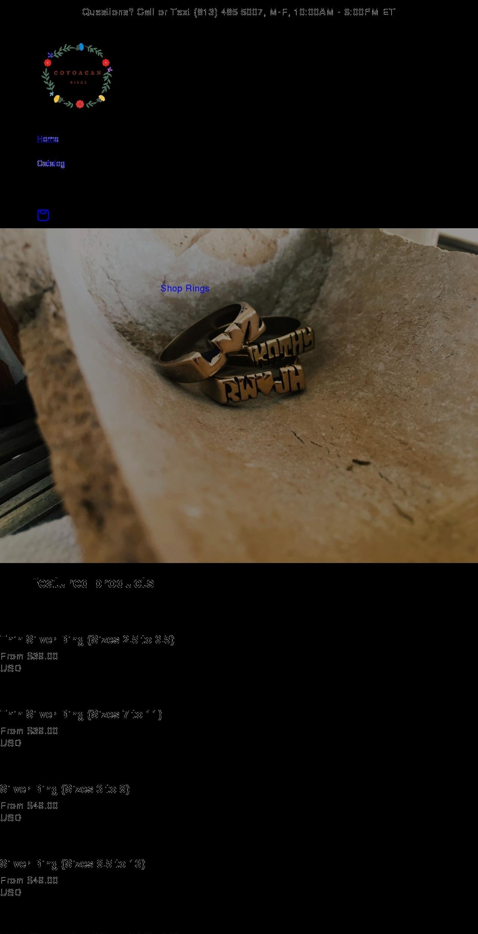 coyoacanrings.com shopify website screenshot