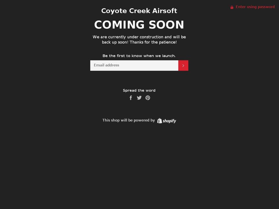 coyotecreekairsoft.com — Shopify storefront screenshot