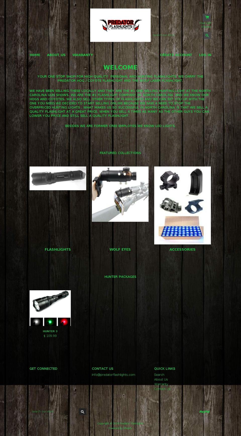 coyotehuntinglight.com — Shopify storefront screenshot