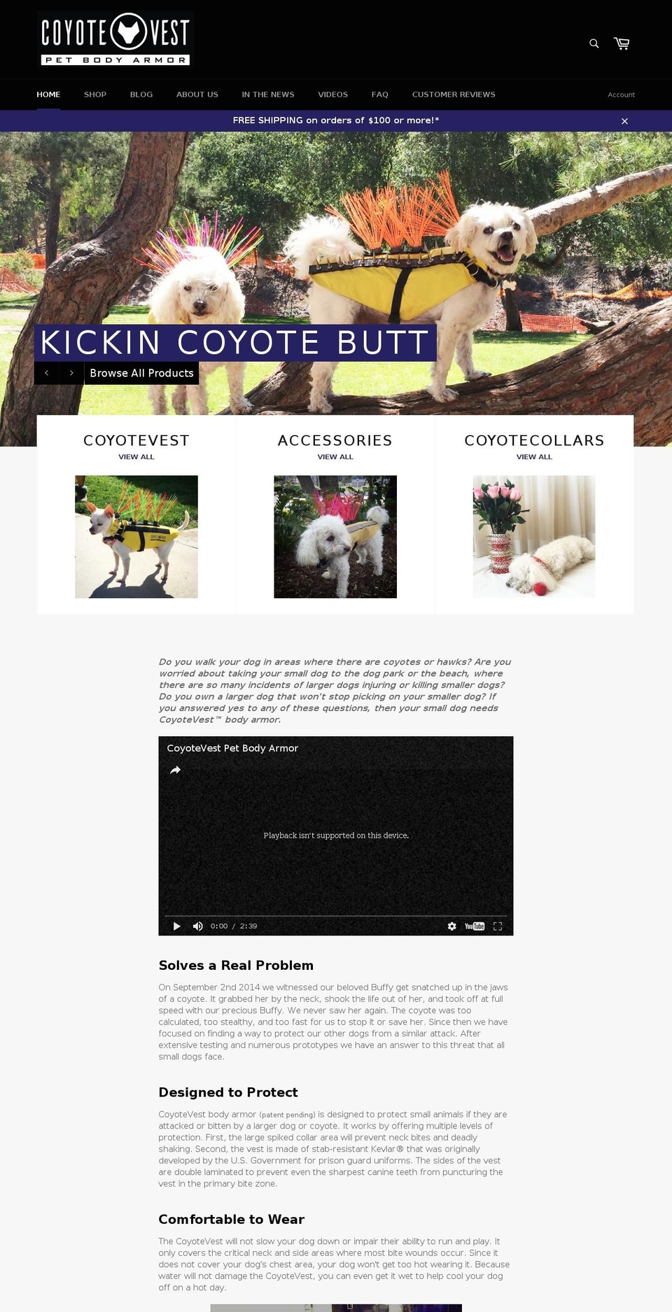 coyotevest.com shopify website screenshot