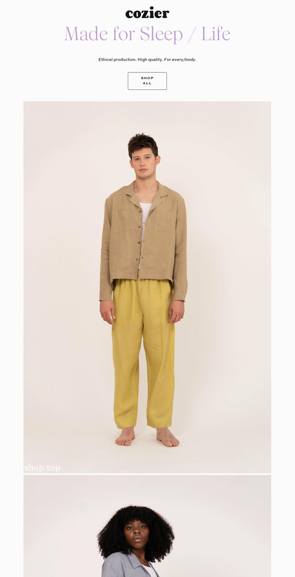 cozier-sleepwear.myshopify.com shopify website screenshot