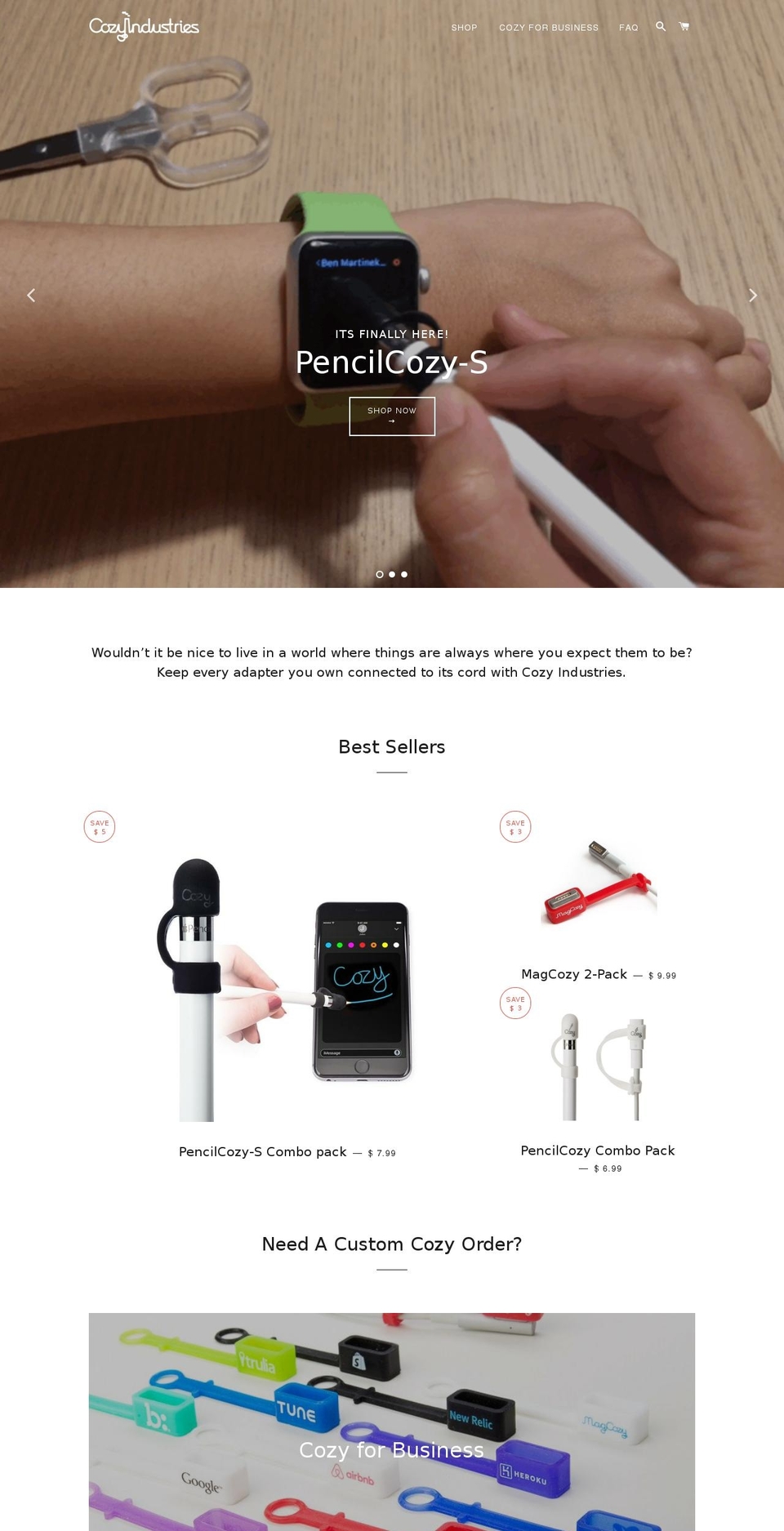 cozy-industries.com shopify website screenshot