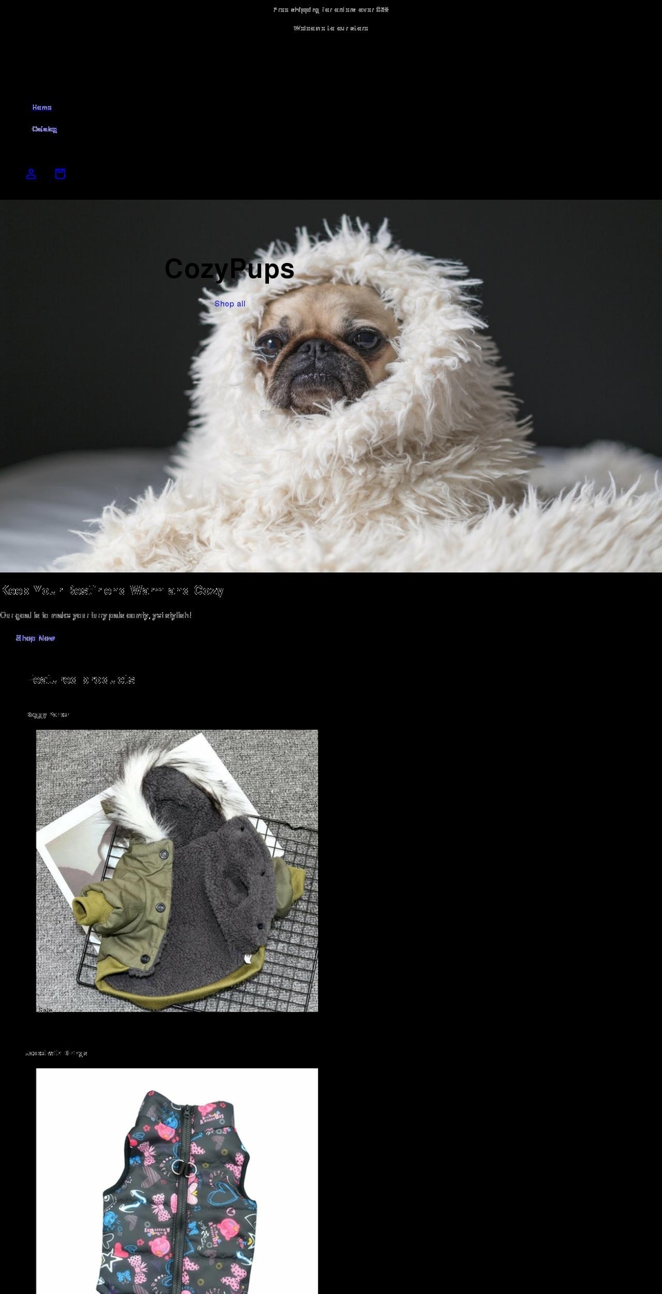 cozy-pup.com shopify website screenshot