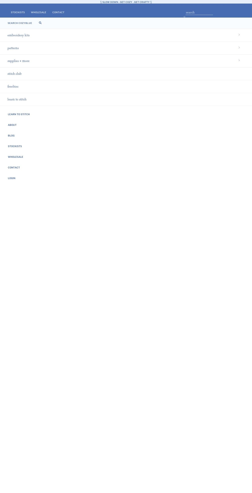 cozybluehandmade.com shopify website screenshot
