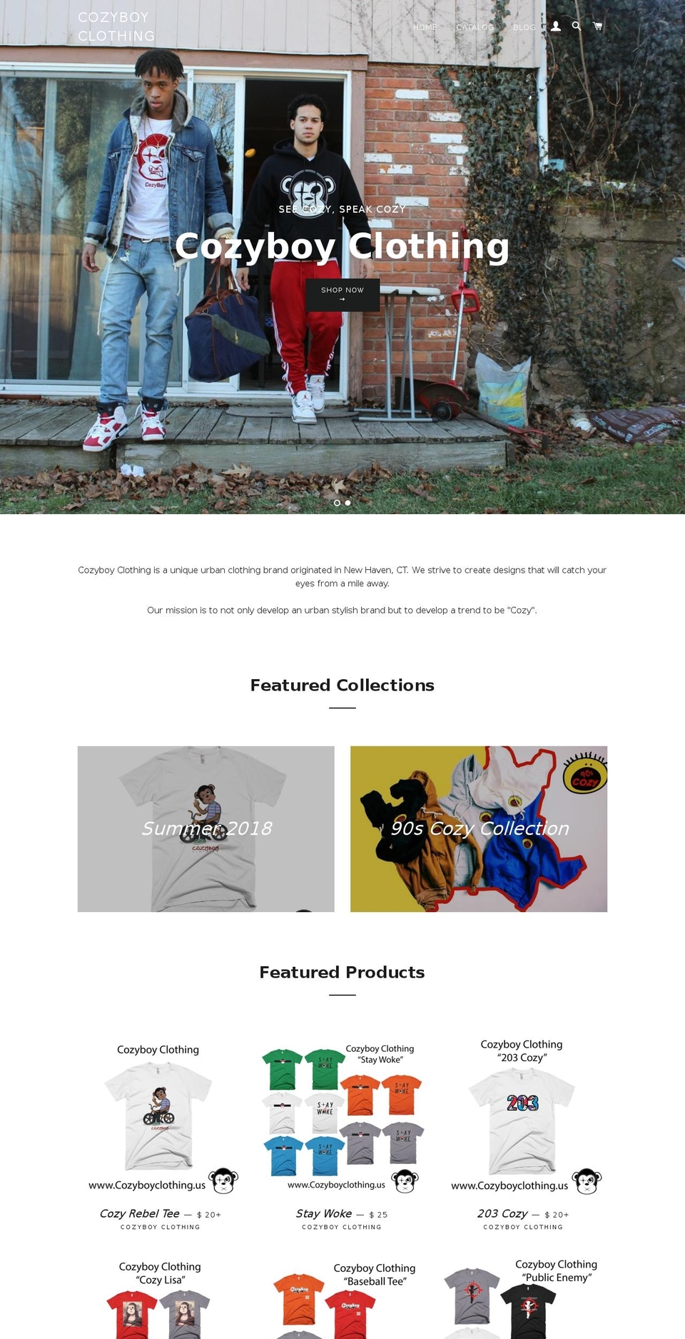 cozyboyclothing.us shopify website screenshot