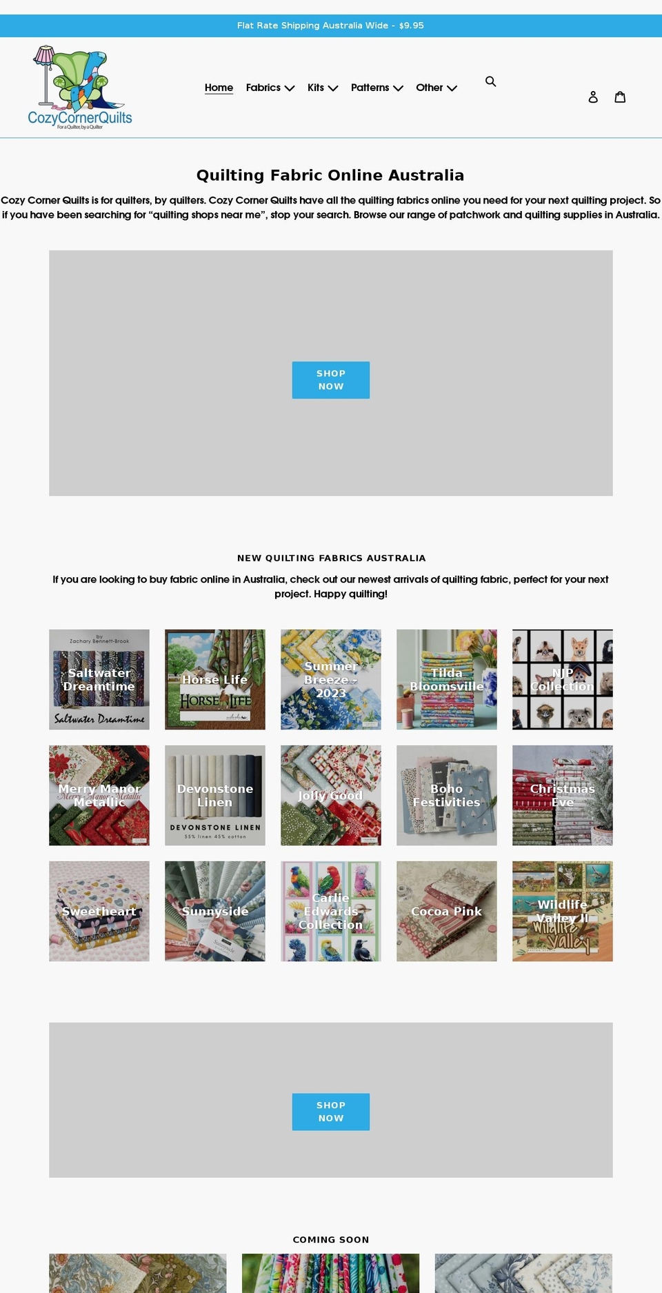 cozycornerquilts.com.au shopify website screenshot