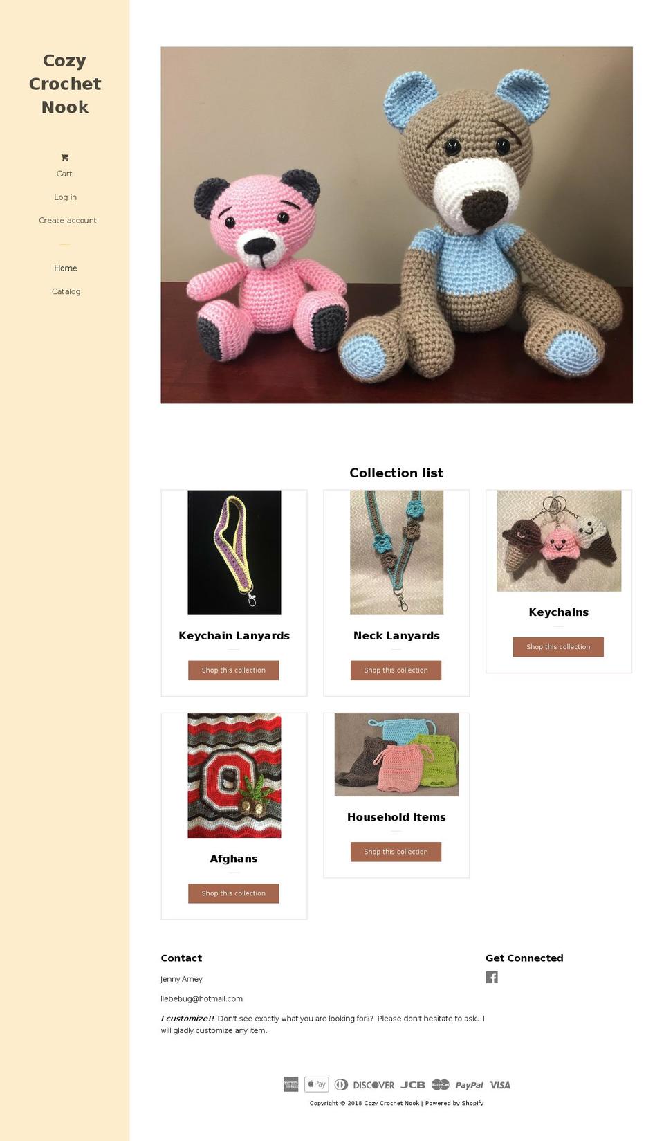 cozycrochetnook.com — Shopify storefront screenshot