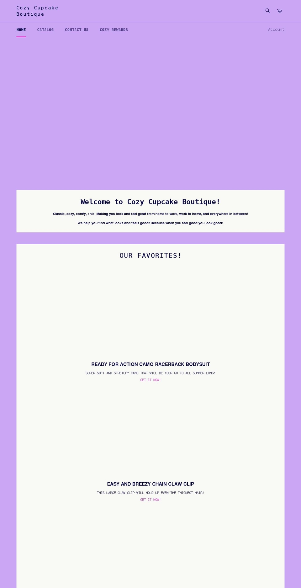 cozycupcakeboutique.com shopify website screenshot