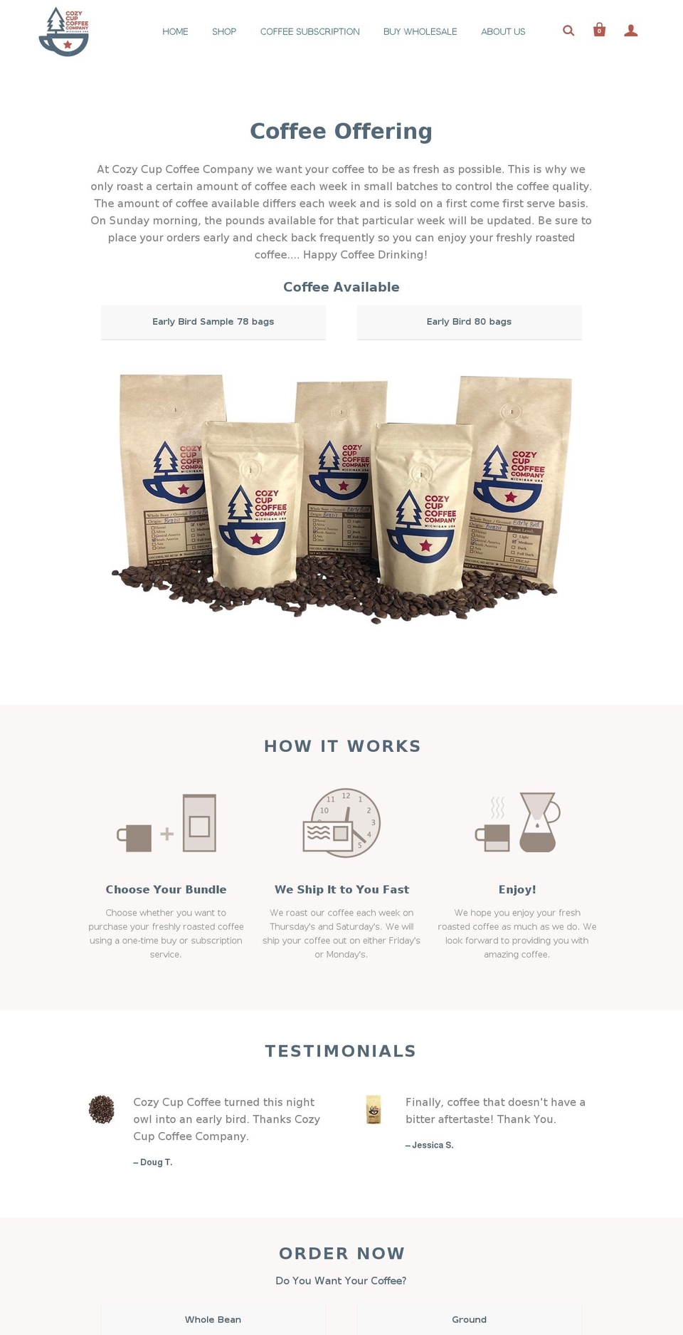 meroxio optimized Shopify theme site example cozycupcoffee.com