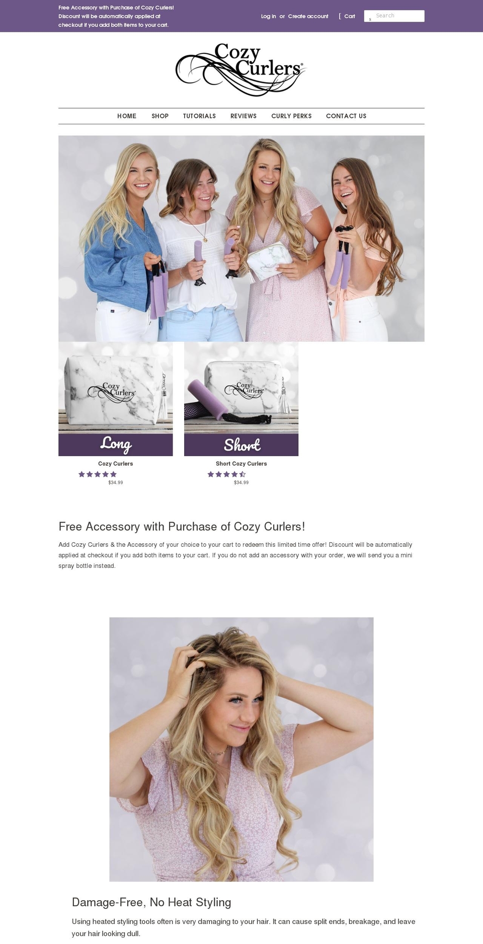 cozycurlers.com shopify website screenshot