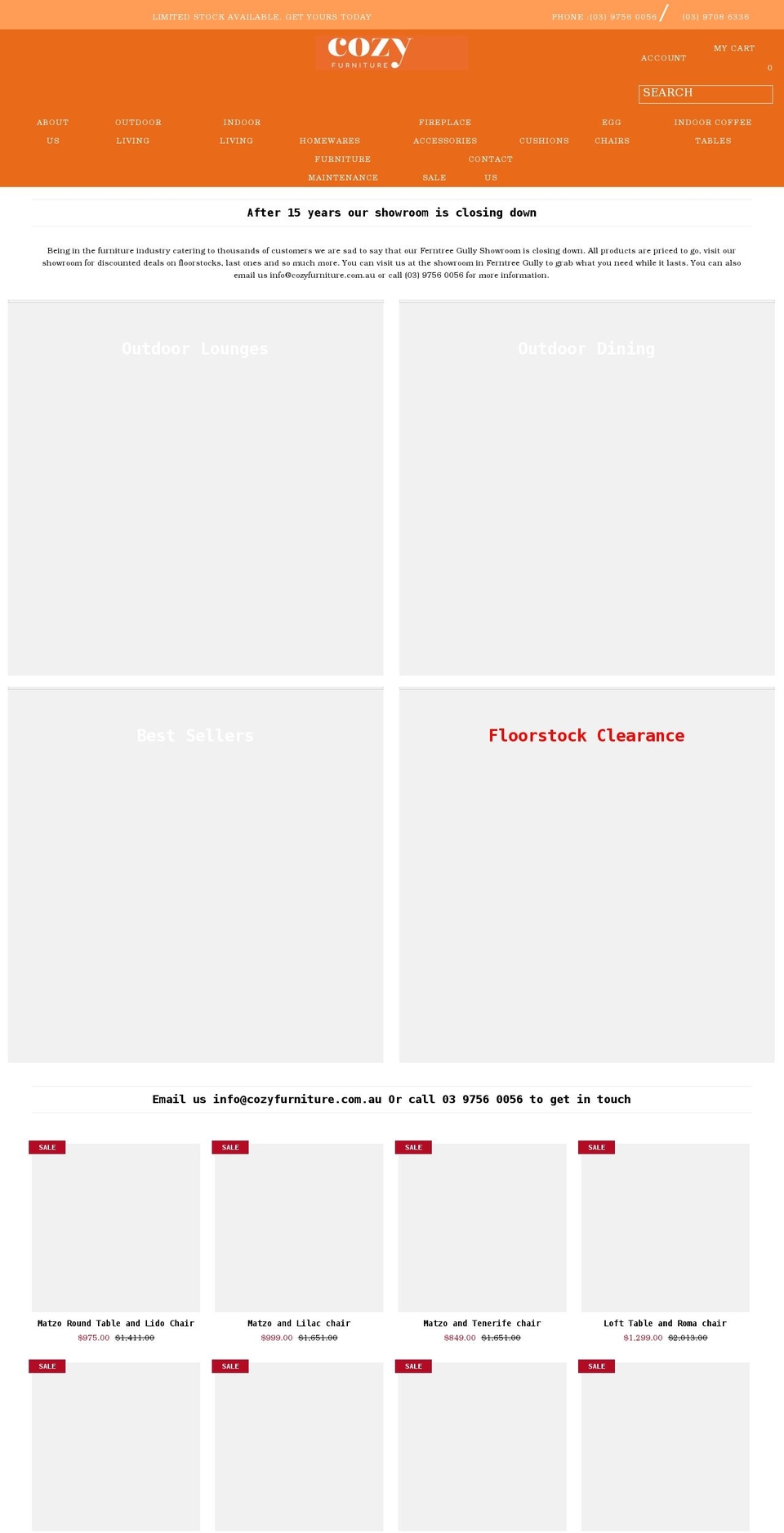 cozyfurniture.com.au shopify website screenshot