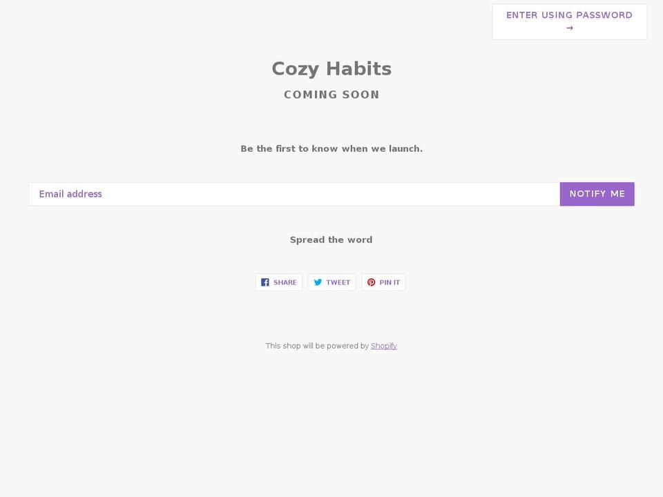 cozyhabits.com — Shopify storefront screenshot