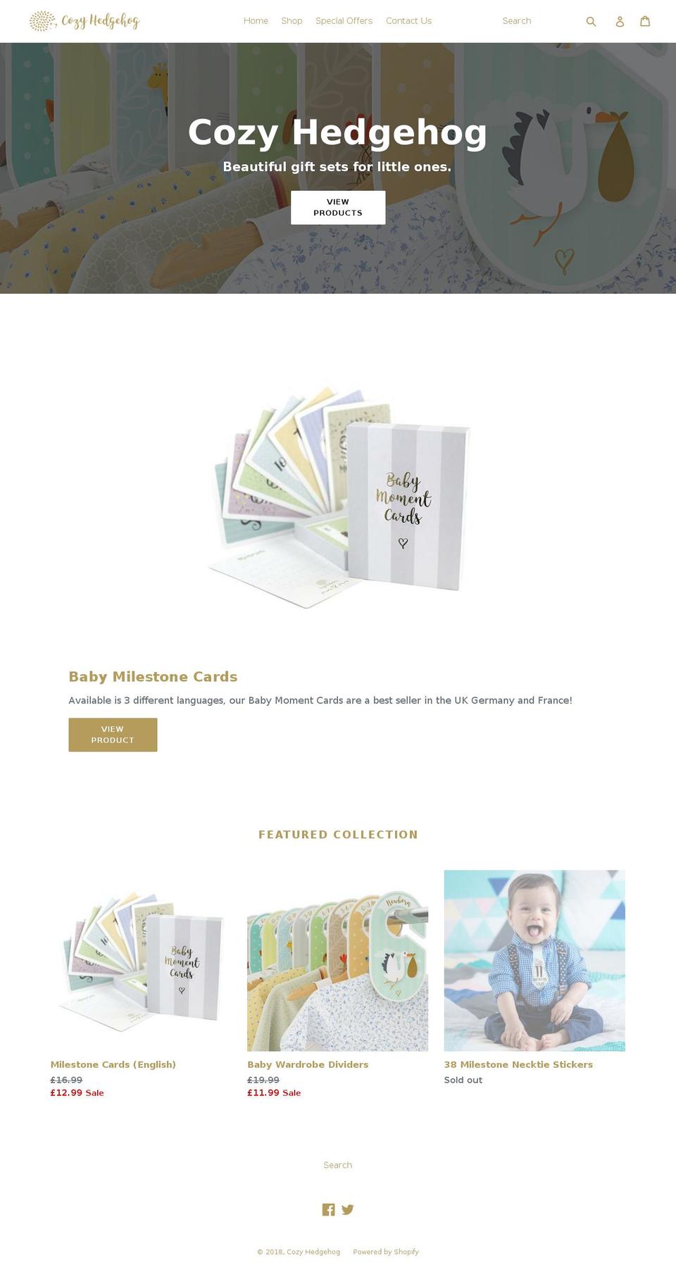 cozyhedgehog.com shopify website screenshot
