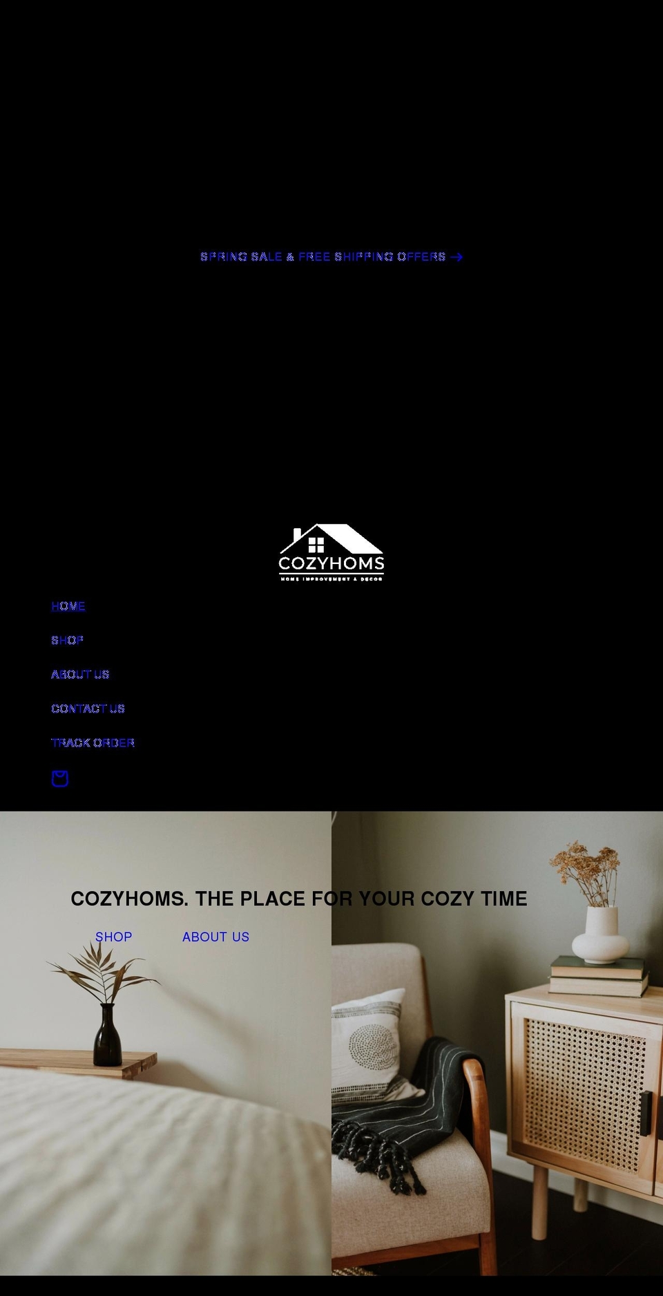 cozyhoms.com shopify website screenshot