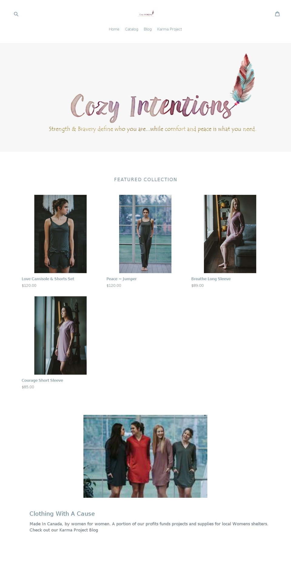 cozyintentions.com shopify website screenshot