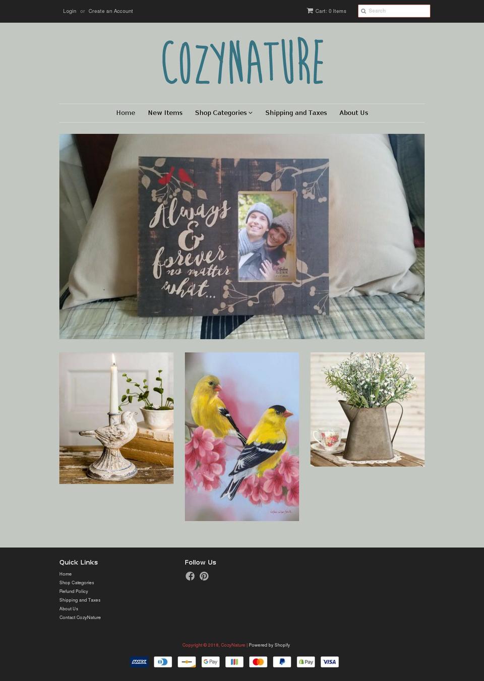 cozynature.com — Shopify storefront screenshot