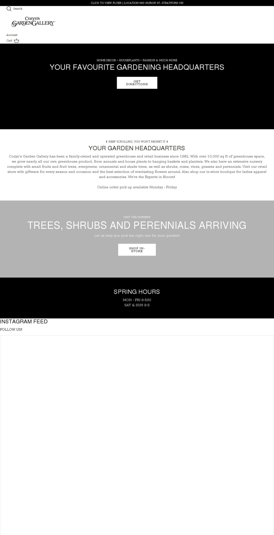 cozynsgardengallery.com shopify website screenshot
