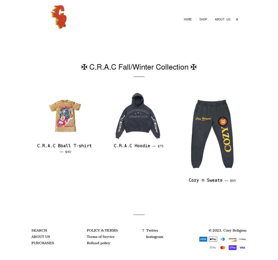 cozyreligion.com shopify website screenshot