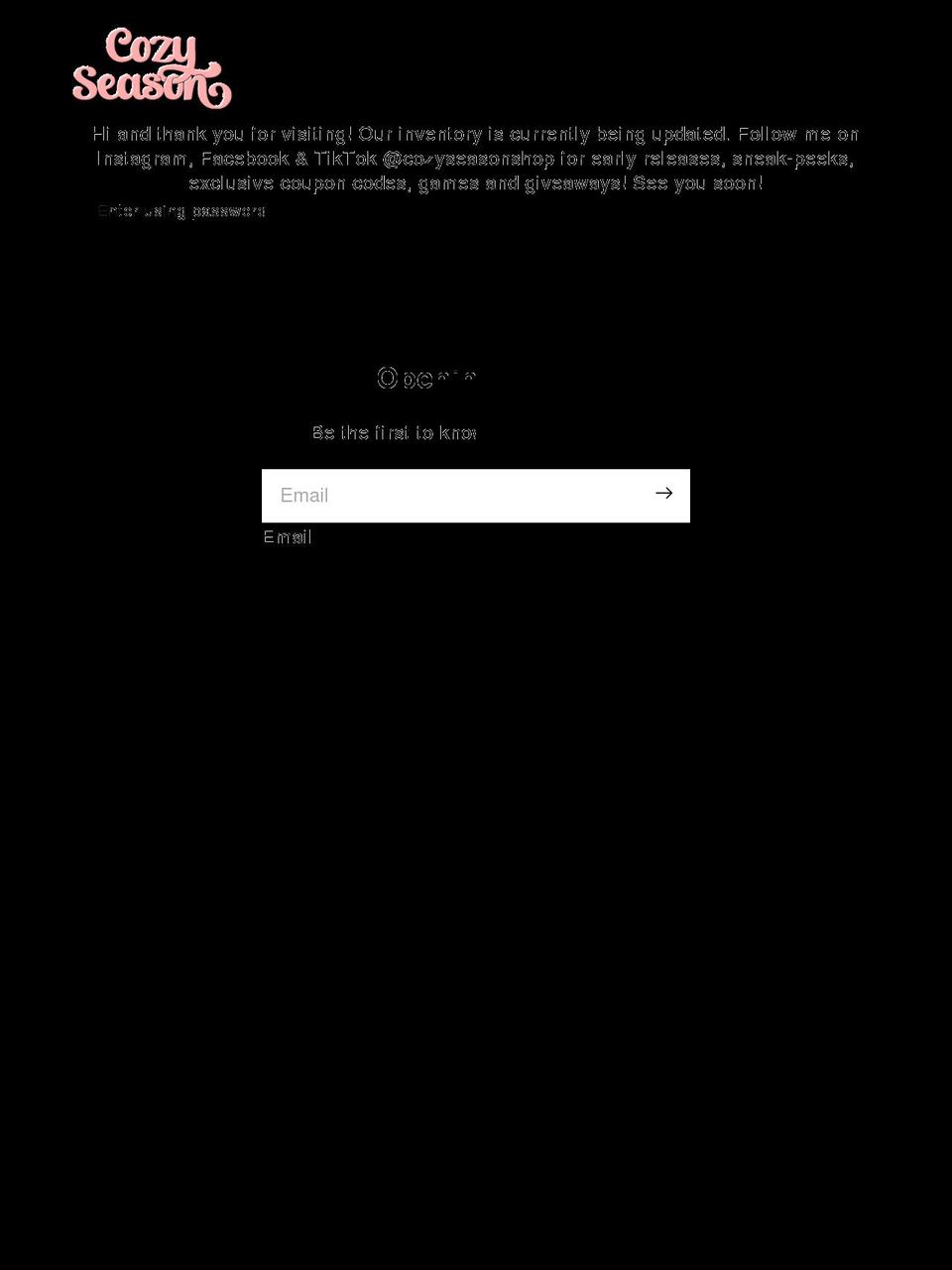 cozyseason.shop shopify website screenshot