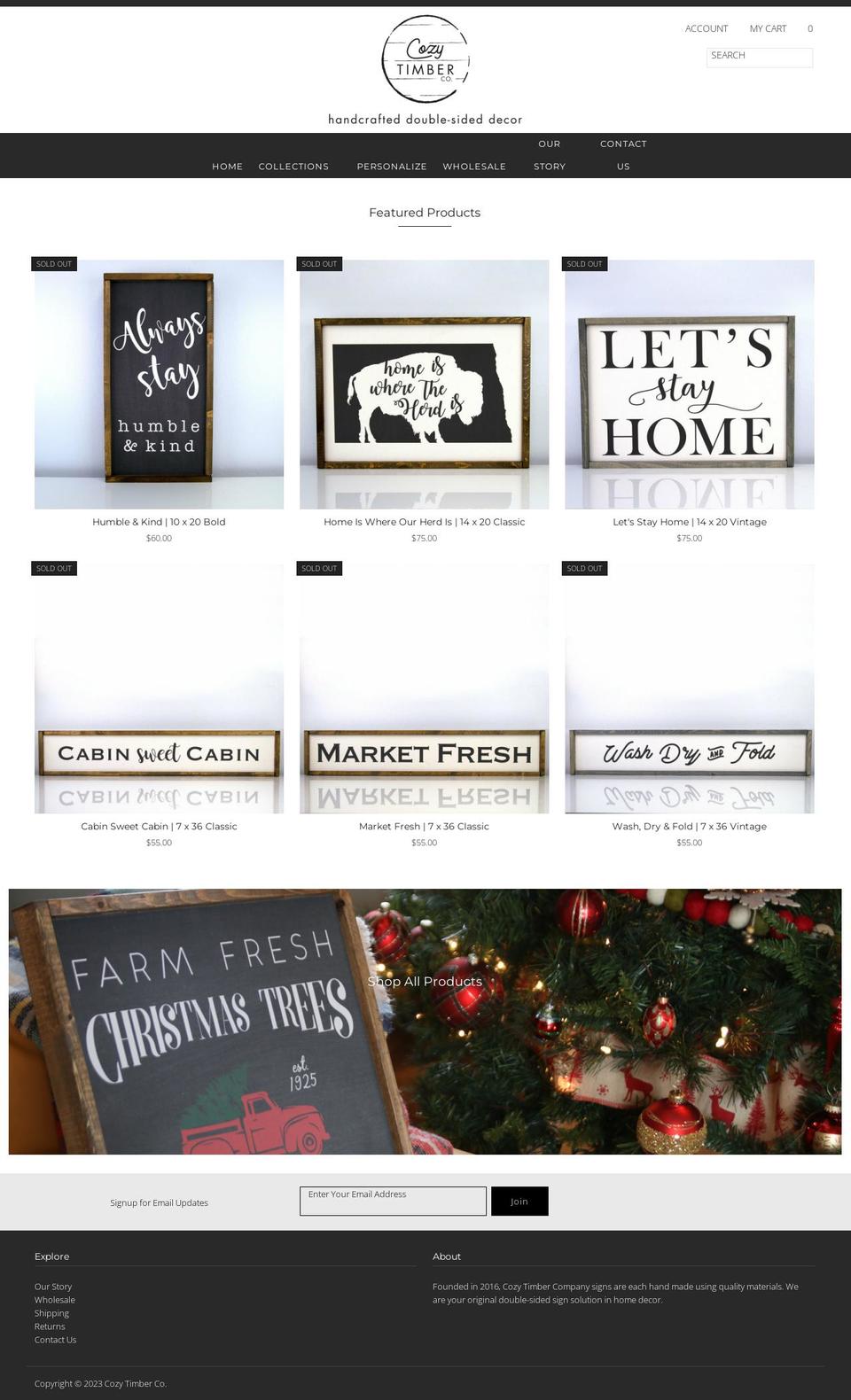cozytimberco.com — Shopify storefront screenshot