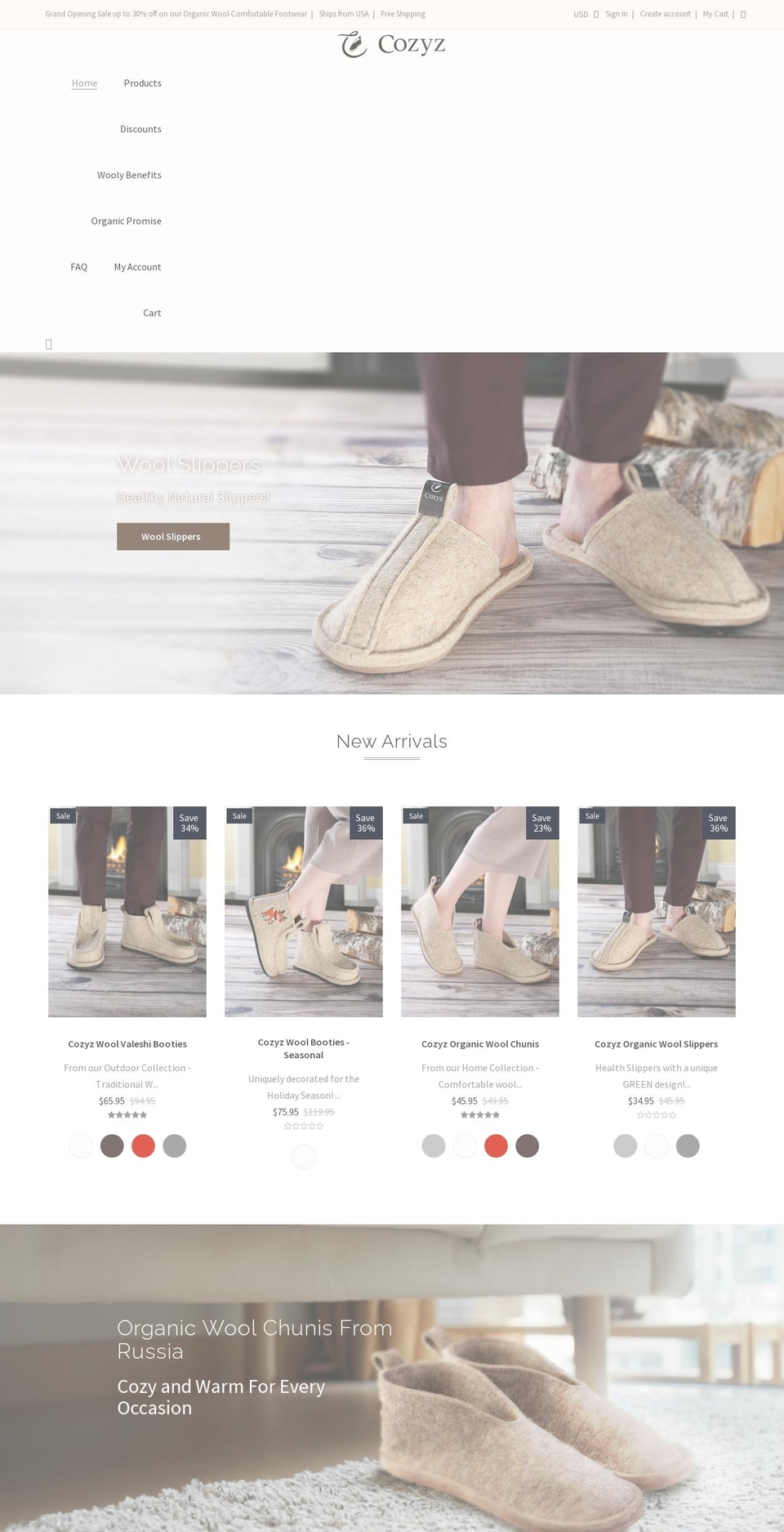cozyz.net shopify website screenshot