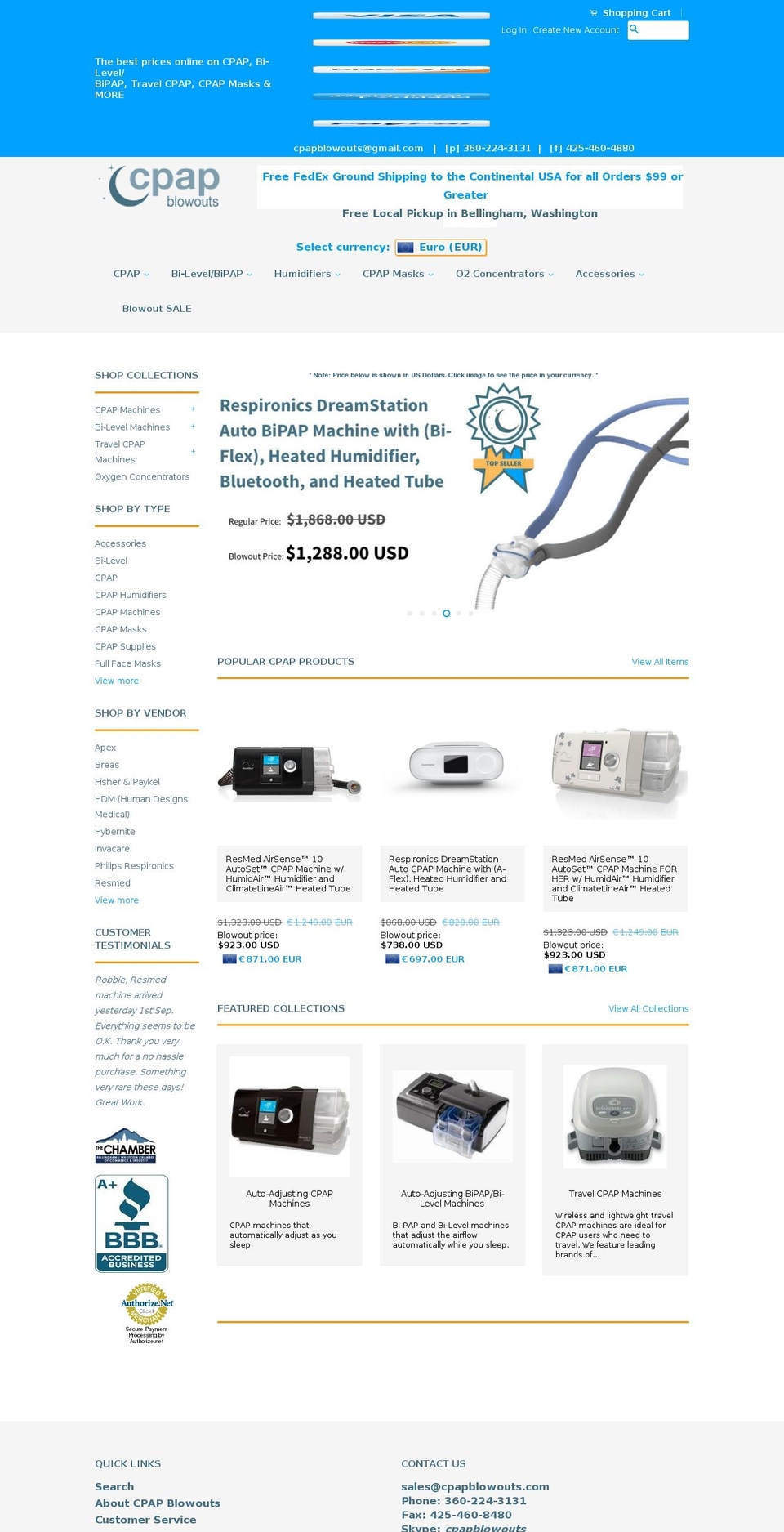 cpapblowouts.com shopify website screenshot