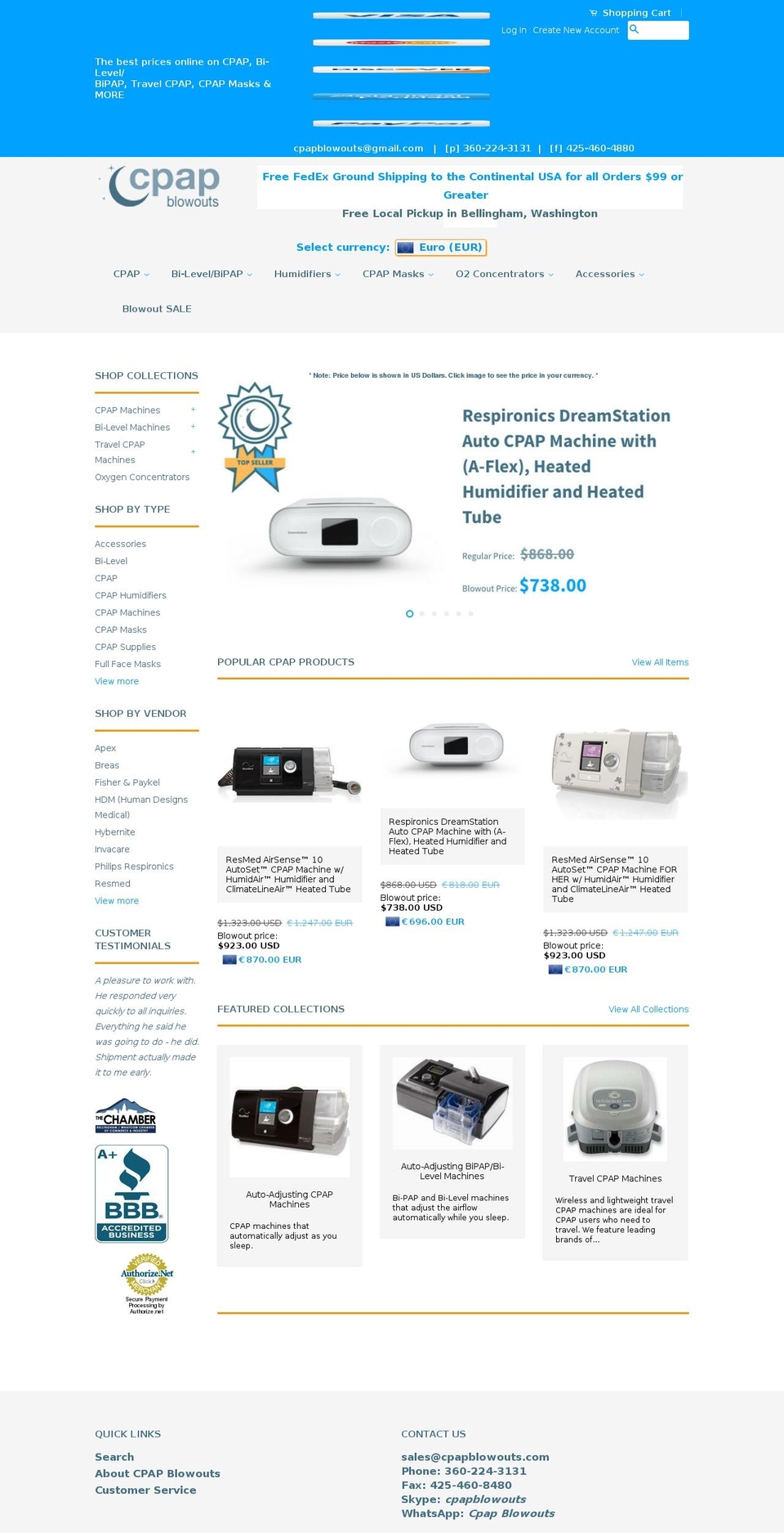 cpapblowouts.net shopify website screenshot
