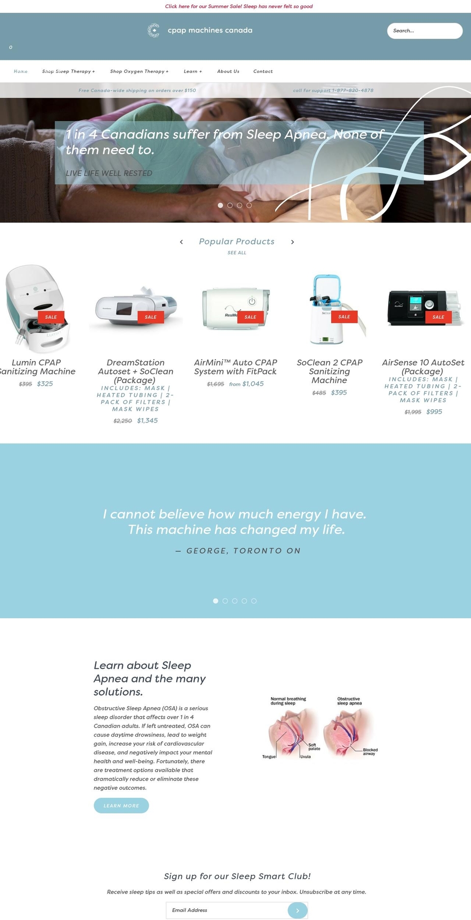 cpapmachinescanada.net shopify website screenshot