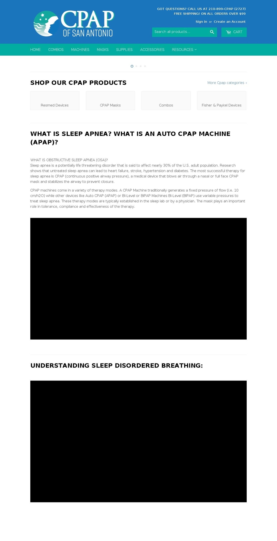 cpapofsanantonio.com — Shopify storefront screenshot