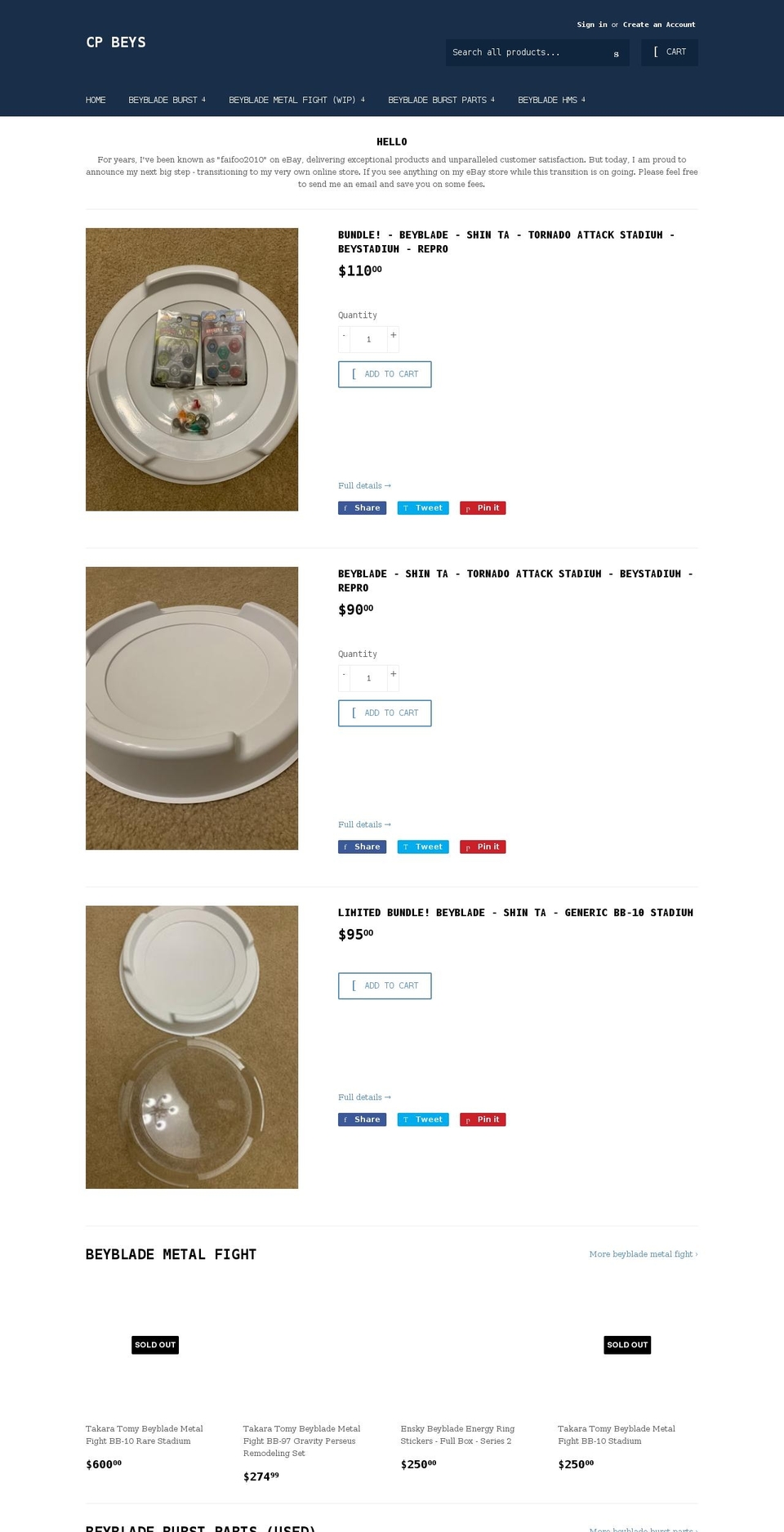 cpbeys.com shopify website screenshot