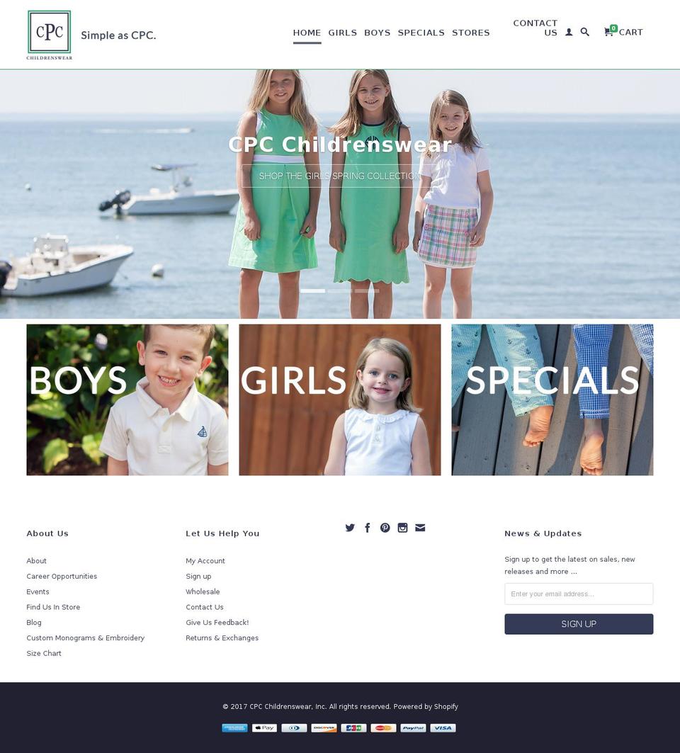 cpcchildrenswear.com shopify website screenshot