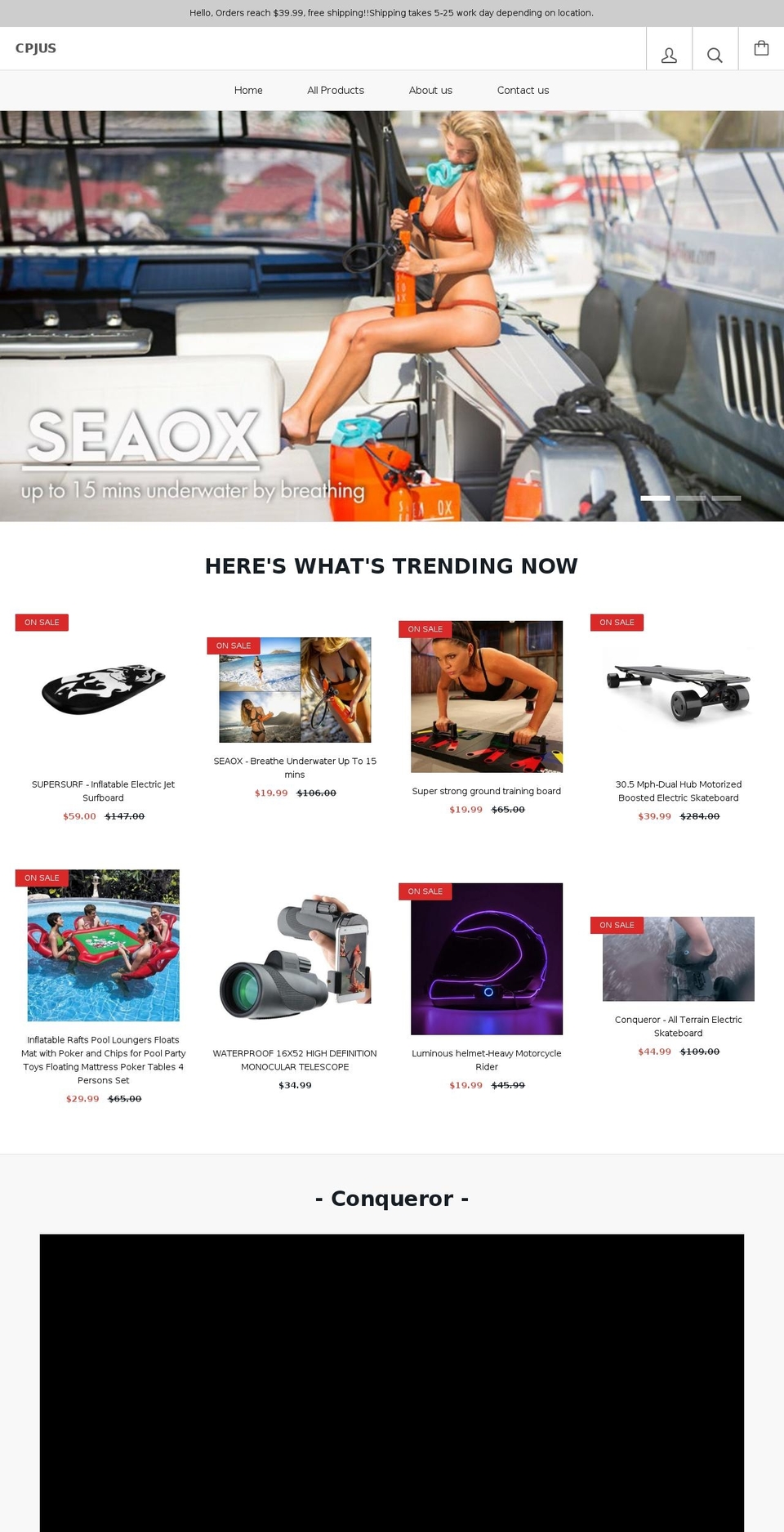 cpjus.com — Shopify storefront screenshot