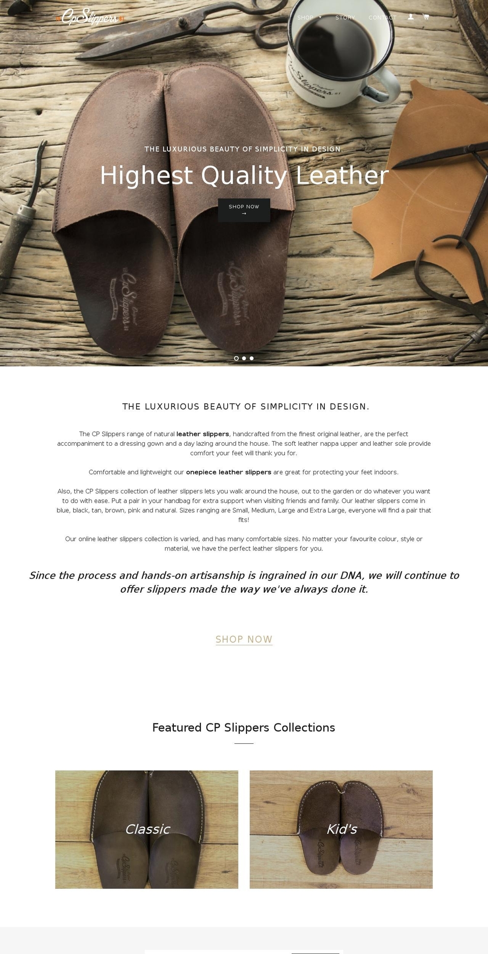 Craft Shopify theme site example cpslippers.com