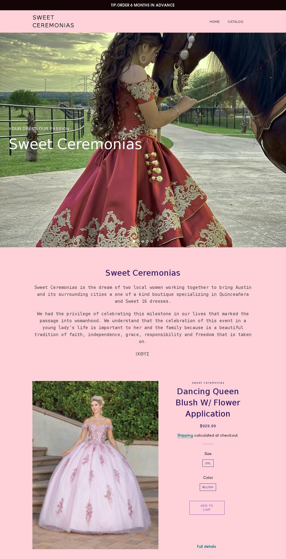 cquinceanera.com shopify website screenshot