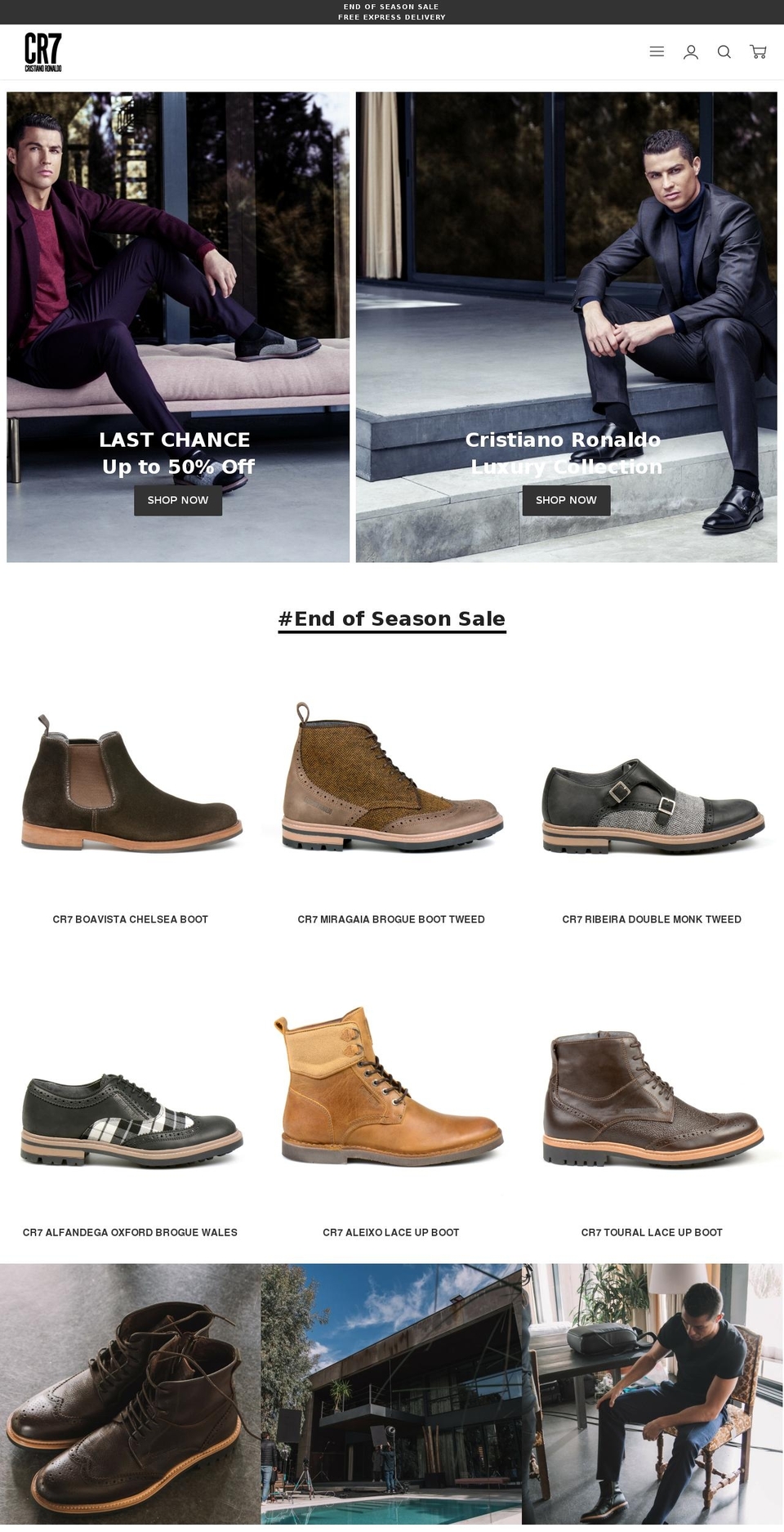 cr7footwear.com shopify website screenshot