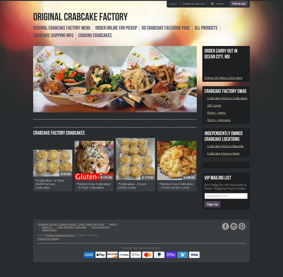crabcake-factory-online.myshopify.com shopify website screenshot