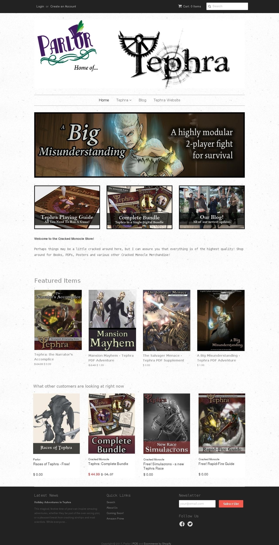 crackedmonocle.com shopify website screenshot