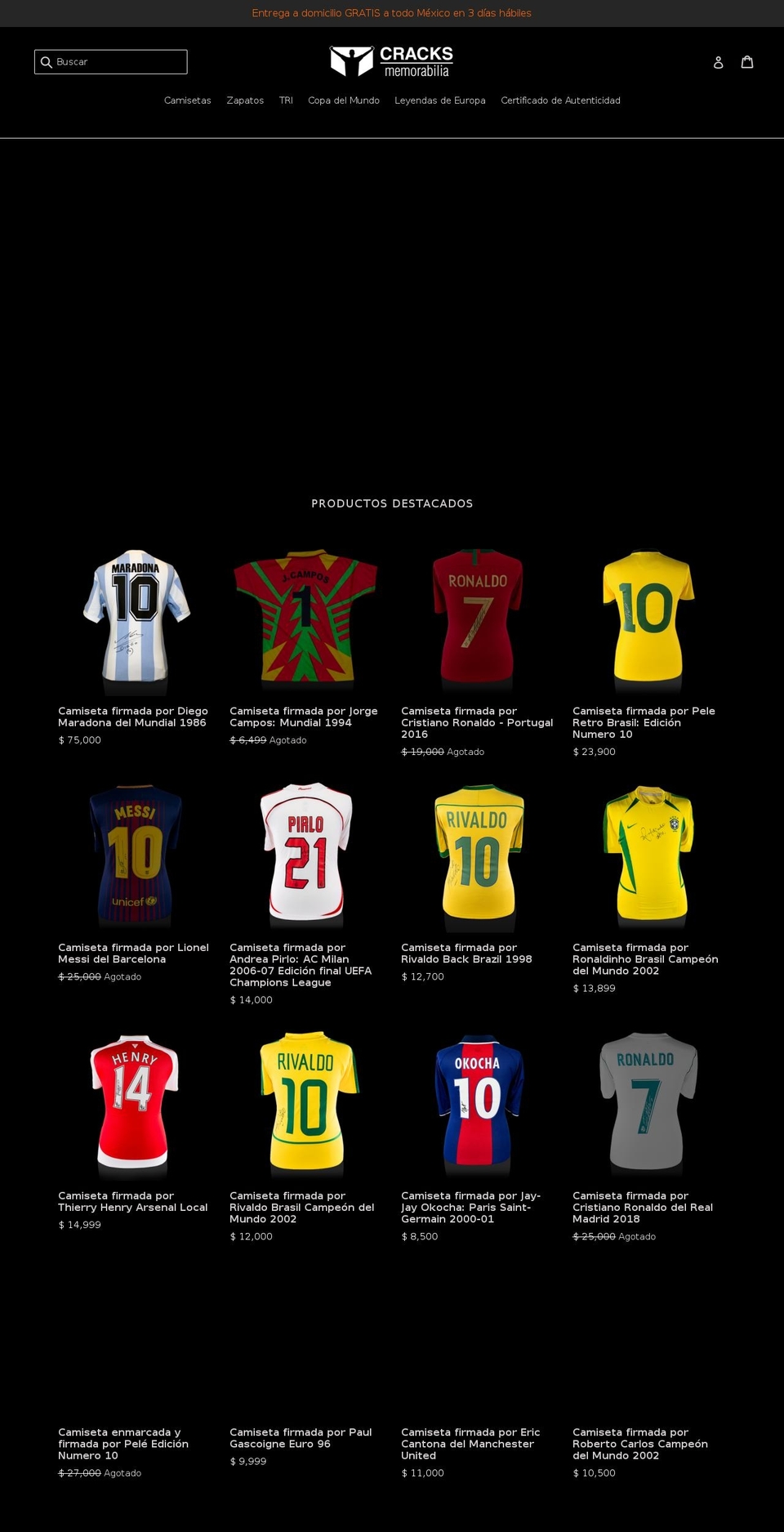 cracksmemorabilia.com — Shopify storefront screenshot
